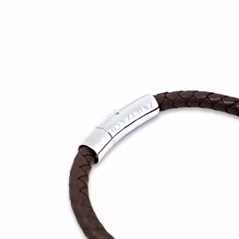 Leather Bracelet Brown Leather Silver