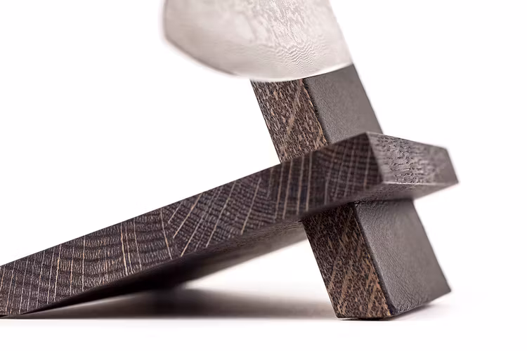 Leather and oak Knifestand