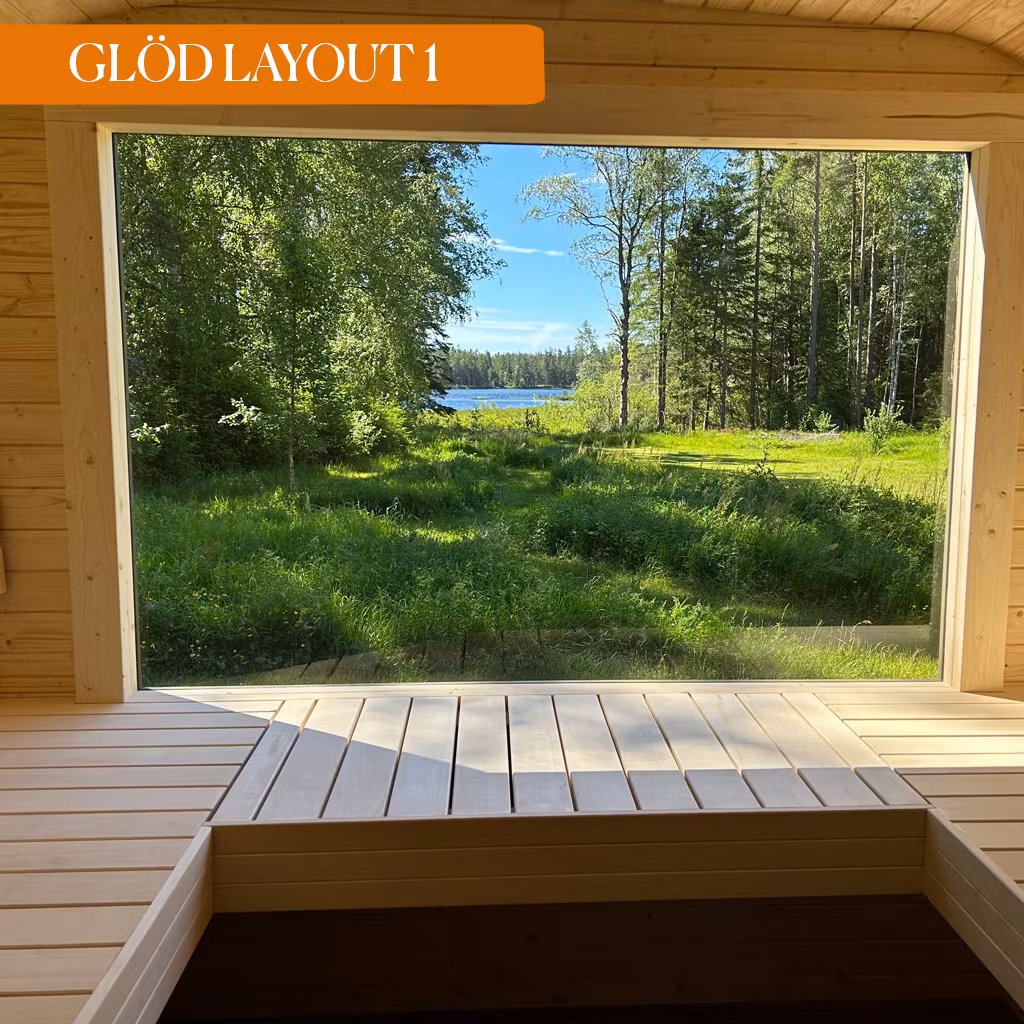 GLÖD Vedeldad Bastu med Relax 3m (1 rum+relax)