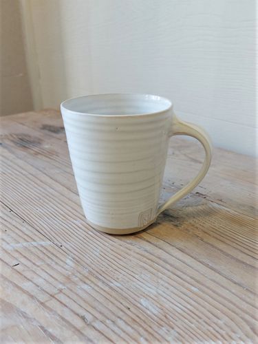 Rak kaffekopp vit, drejad
