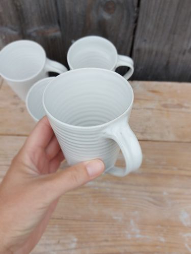 Rak kaffekopp vit, drejad