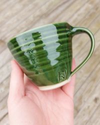 Kaffekopp Skogsgrön, drejad