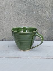 Kaffekopp Skogsgrön, drejad