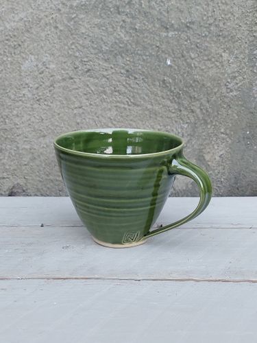 Kaffekopp Skogsgrön, drejad