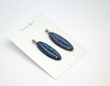 Oval (blå/glitter)