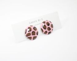 Glossy studs (rosa/leo) 2cm
