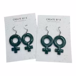 Glossiga kvinnosymboler (grön/glitter) mellan storlek