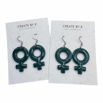 Glossiga kvinnosymboler (grön/glitter) mellan storlek