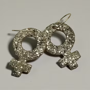 Kvinnosymboler på ring (guld/glitter)