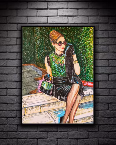 LADY 40x50cm ink