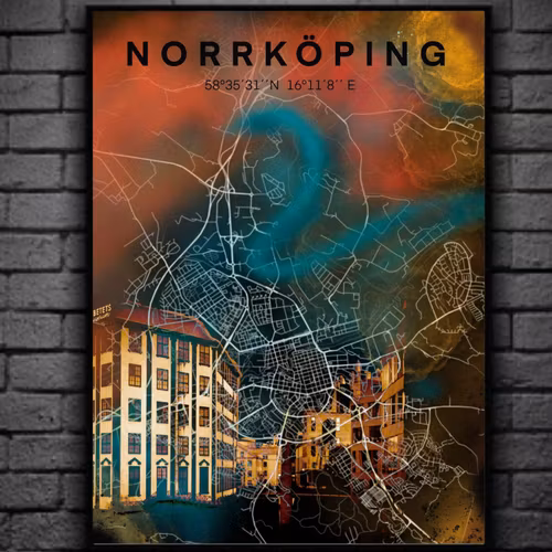 NORRKÖPING strykjärnet digital art print 50x70cm
