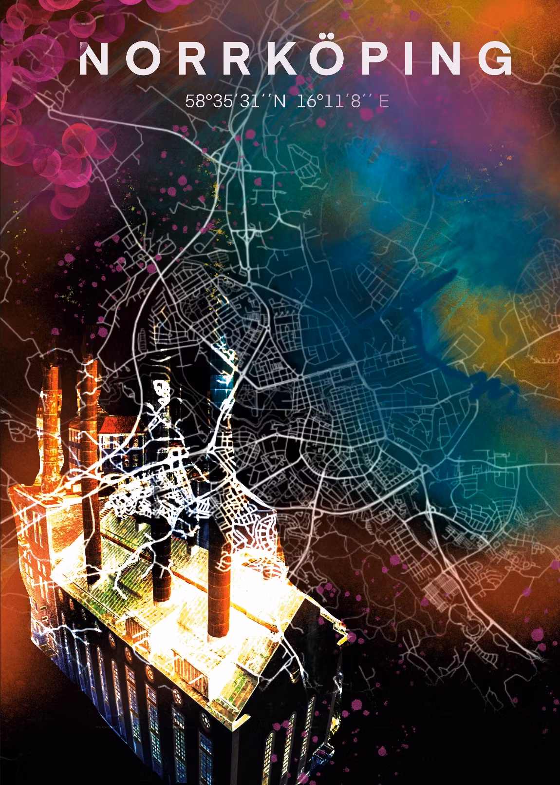 NORRKÖPING värmekyrkan digital art print 50x70cm