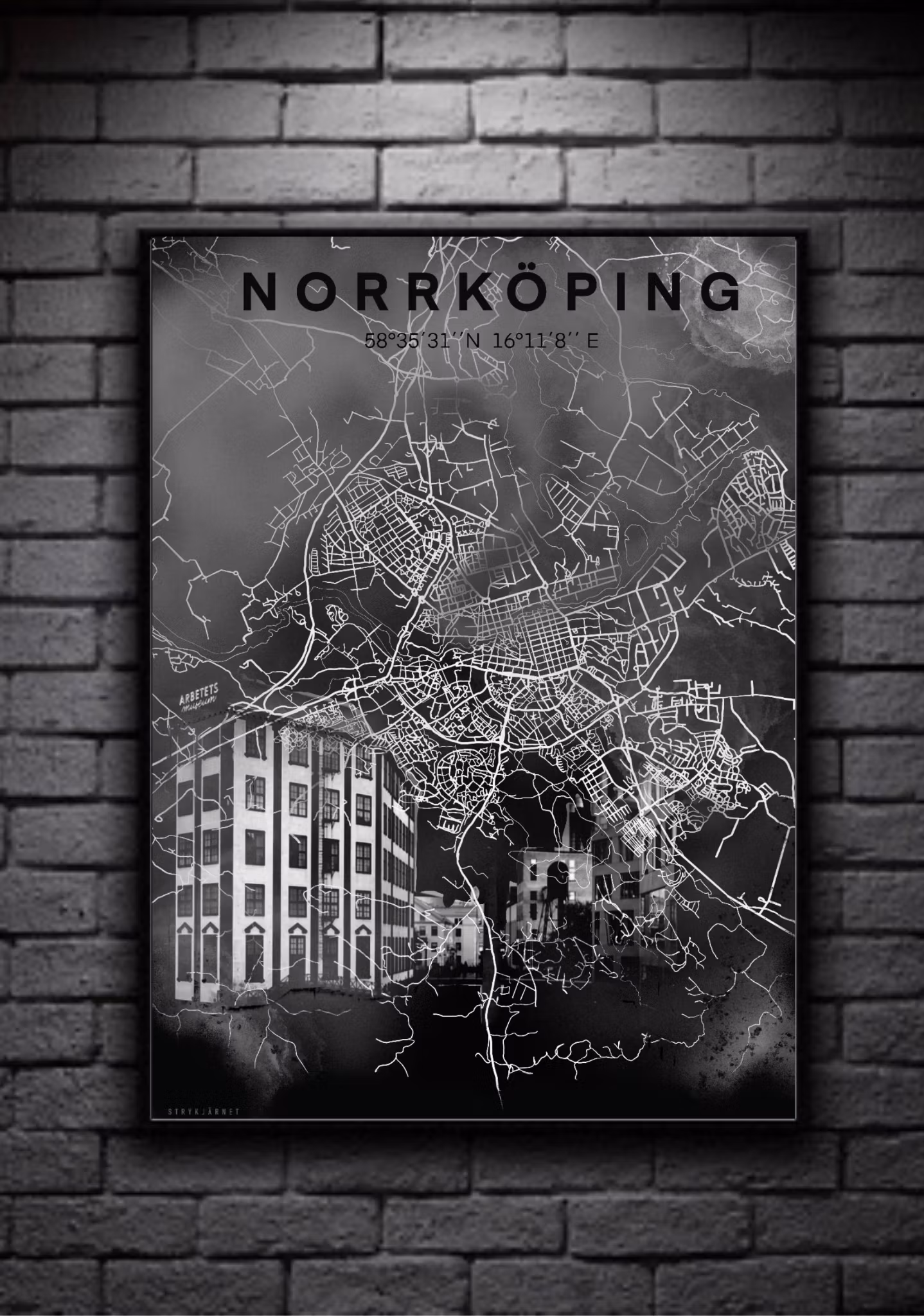 NORRKÖPING strykjärnet  digital art print 50x70 black/white