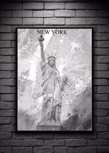 NEW YORK digital art print 50x70cm black/white