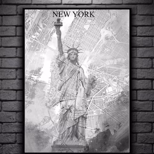 NEW YORK digital art print 50x70cm black/white