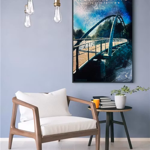 NORRKÖPING Femöresbron grönblå digital artprint 50c70cm