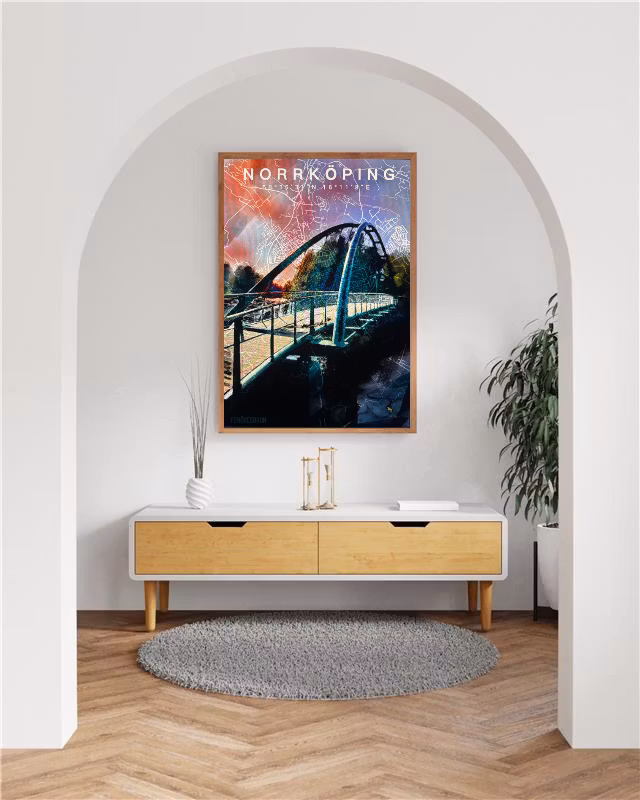 NORRKÖPING Femöresbron rosa Digital artprint 50x70cm