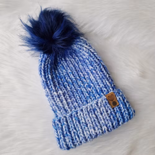 Chunky beanie - Blåmelerad
