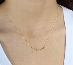 Lucky Feather - Morse-Code Gold Necklace - HAPPY