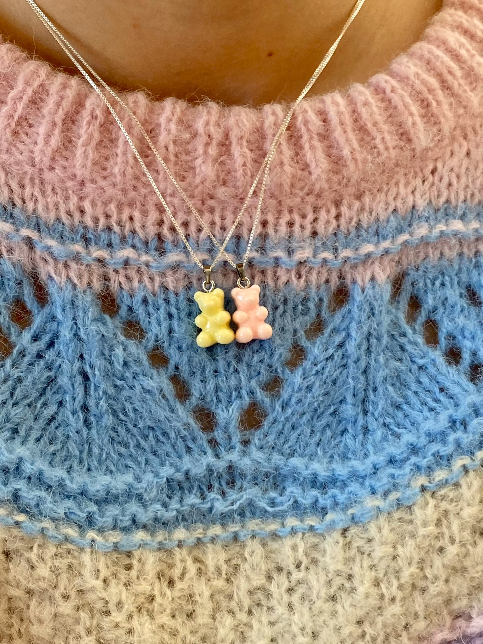 Gummy Bear Sølvkjede - Lys Rosa