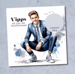 4pk Vipps Konfirmasjonskort - Gutt