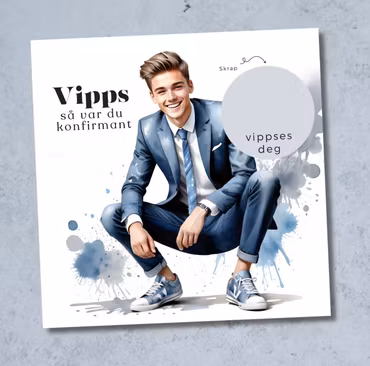 4pk Vipps Konfirmasjonskort - Gutt
