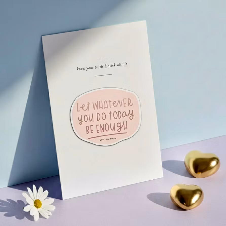 Kopi Pixel Paper Heart Sticker Card - Enough