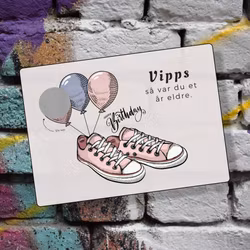Vipps Bursdagskort - Pink Sneakers