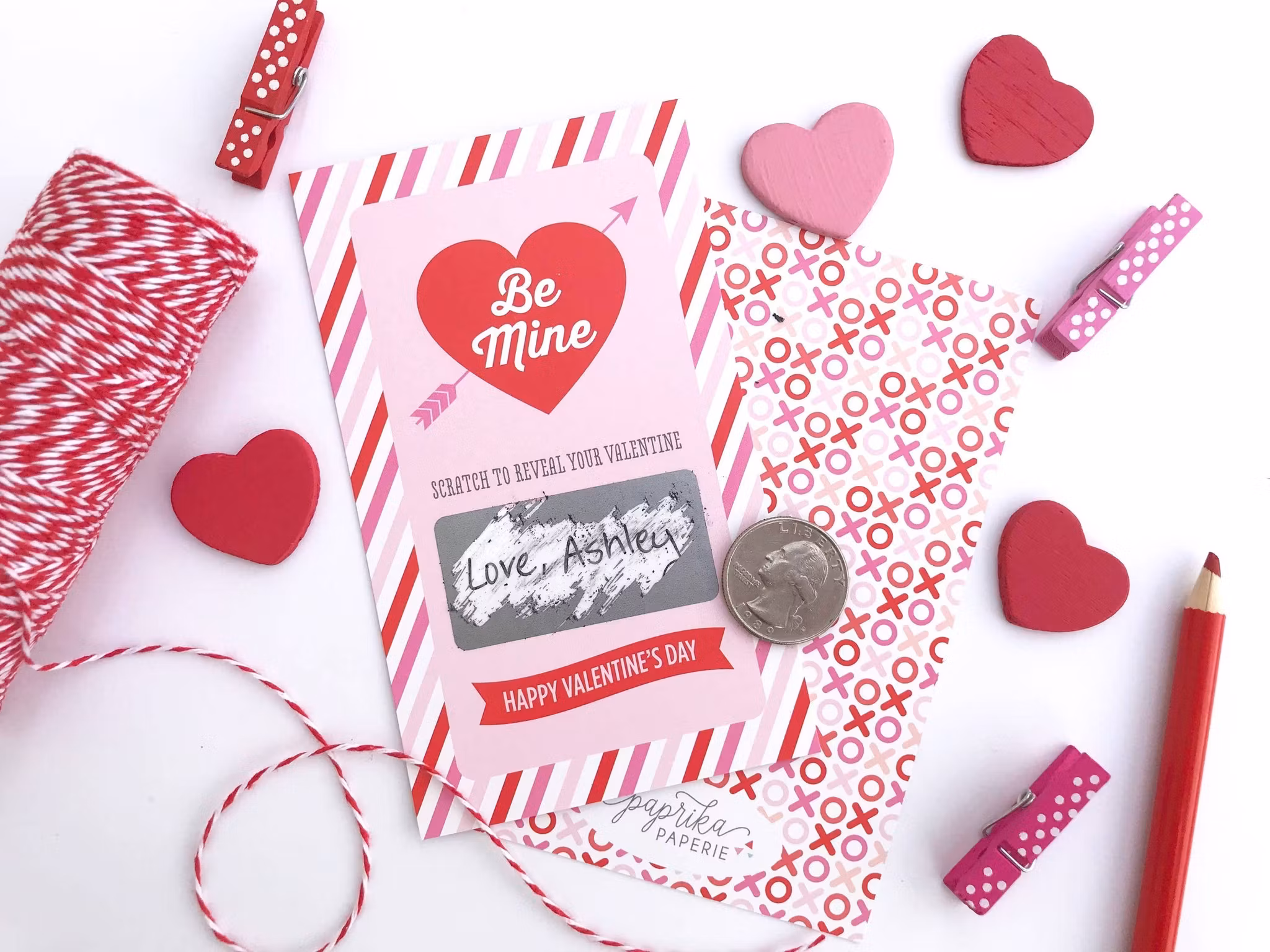 Paprika Paperie "Be my Valentine" Scratch-Off Card - 2pk
