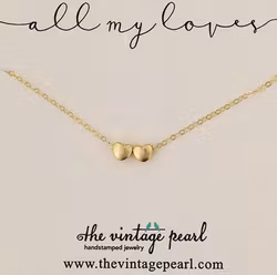 The Vintage Pearl - "All My Loves Gold Necklace" - 2 Hearts