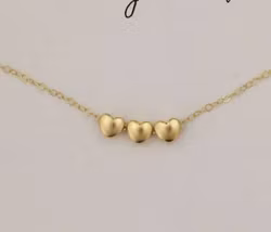 The Vintage Pearl - "All My Loves Gold Necklace" - 3 Hearts