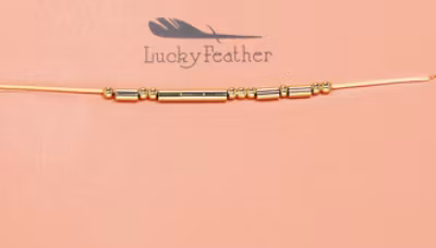 Lucky Feather - Morse-Code Gold Necklace - LOVED