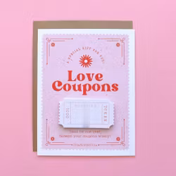 Curated for you Gift - Retro Love Coupons Card - pink
