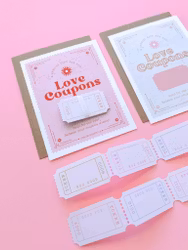 Curated for you Gift - Retro Love Coupons Card - pink