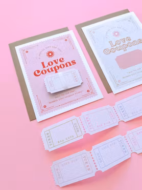Curated for you Gift - Retro Love Coupons Card - pink