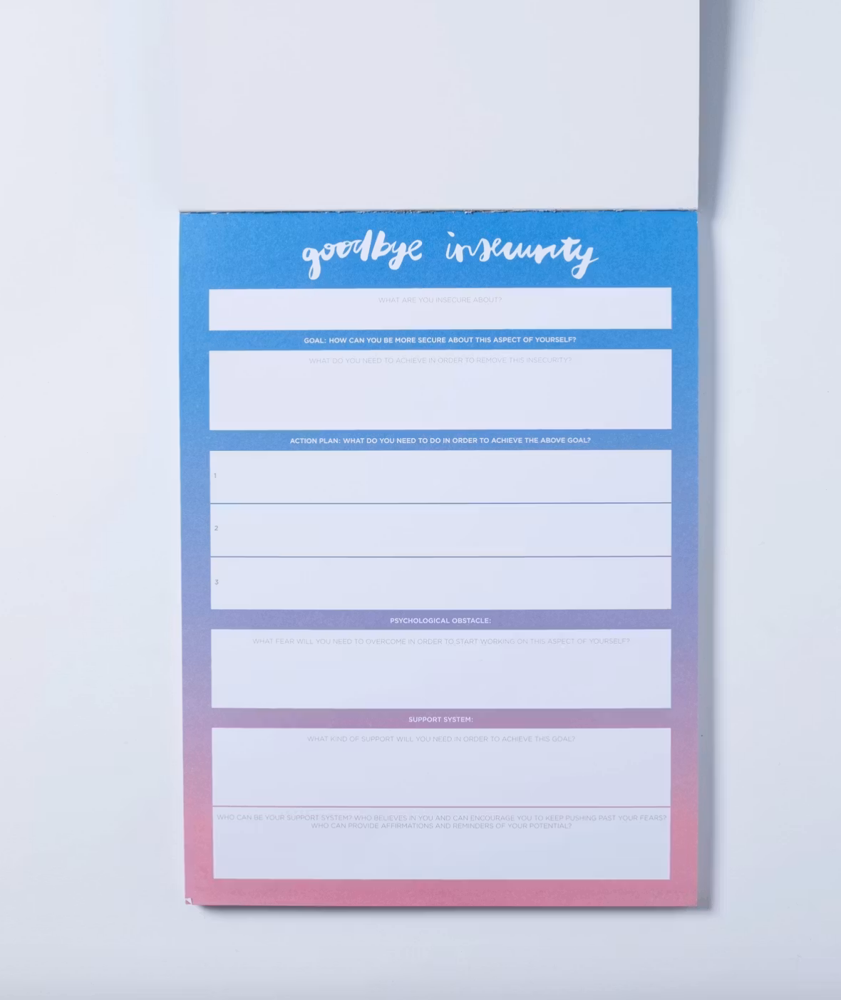 The Happiness Planner - "GOODBYE INSECURITY" NOTEPAD
