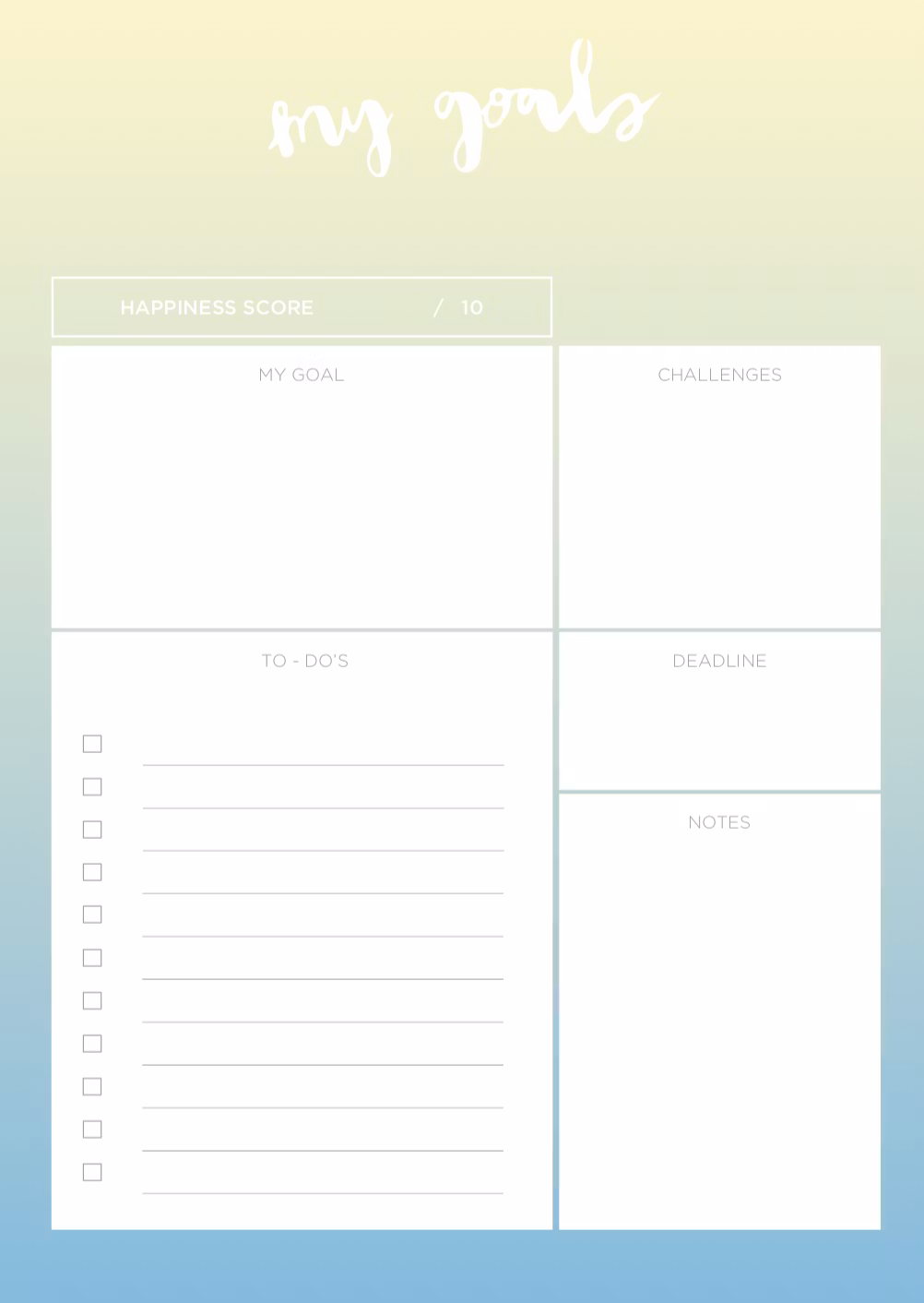 The Happiness Planner - "MY GOALS" NOTEPAD