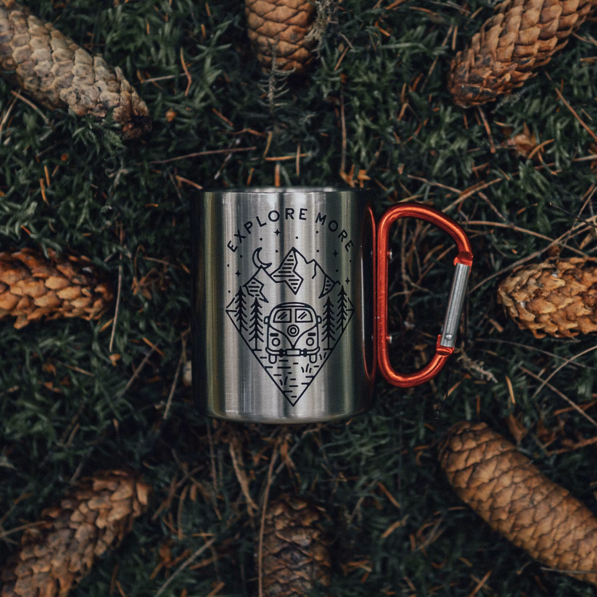 Carabiner Steel Camping Mug - EXPLORE