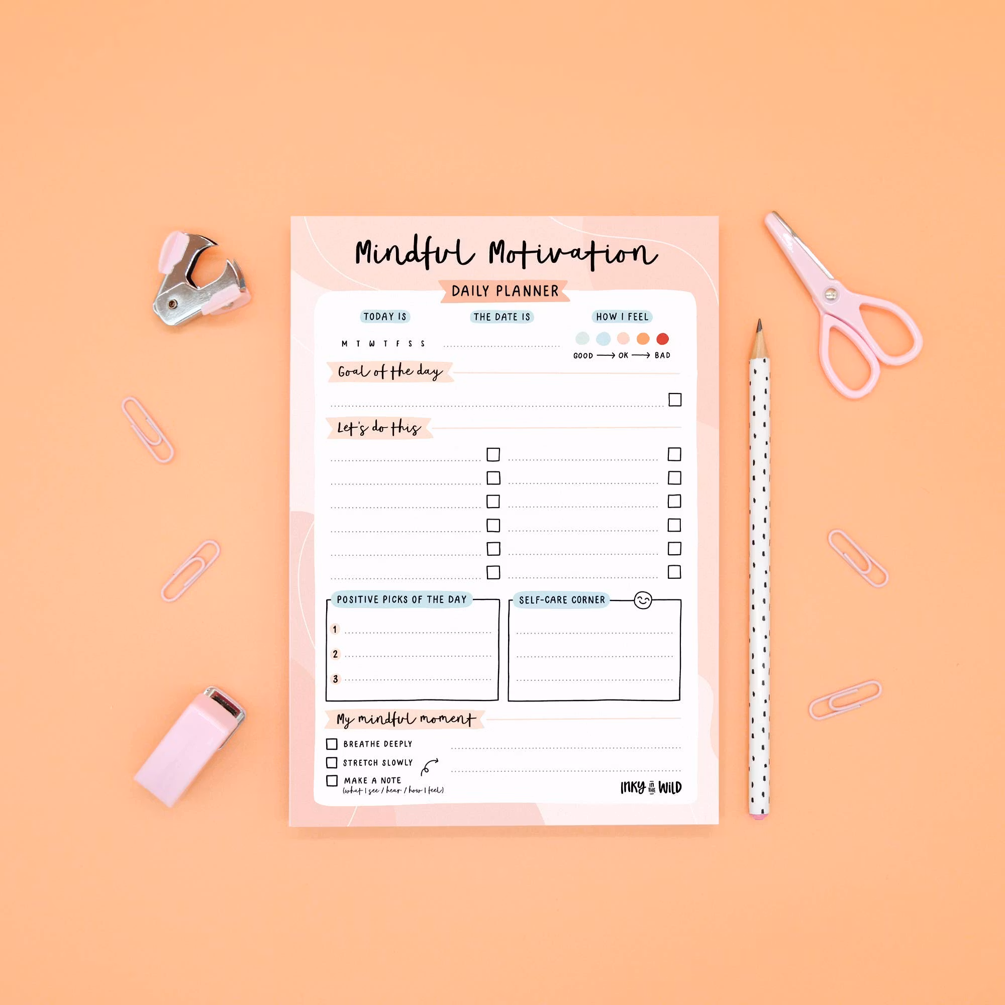 Inky in The Wild - A5 Mindful Motivation Daily Planner