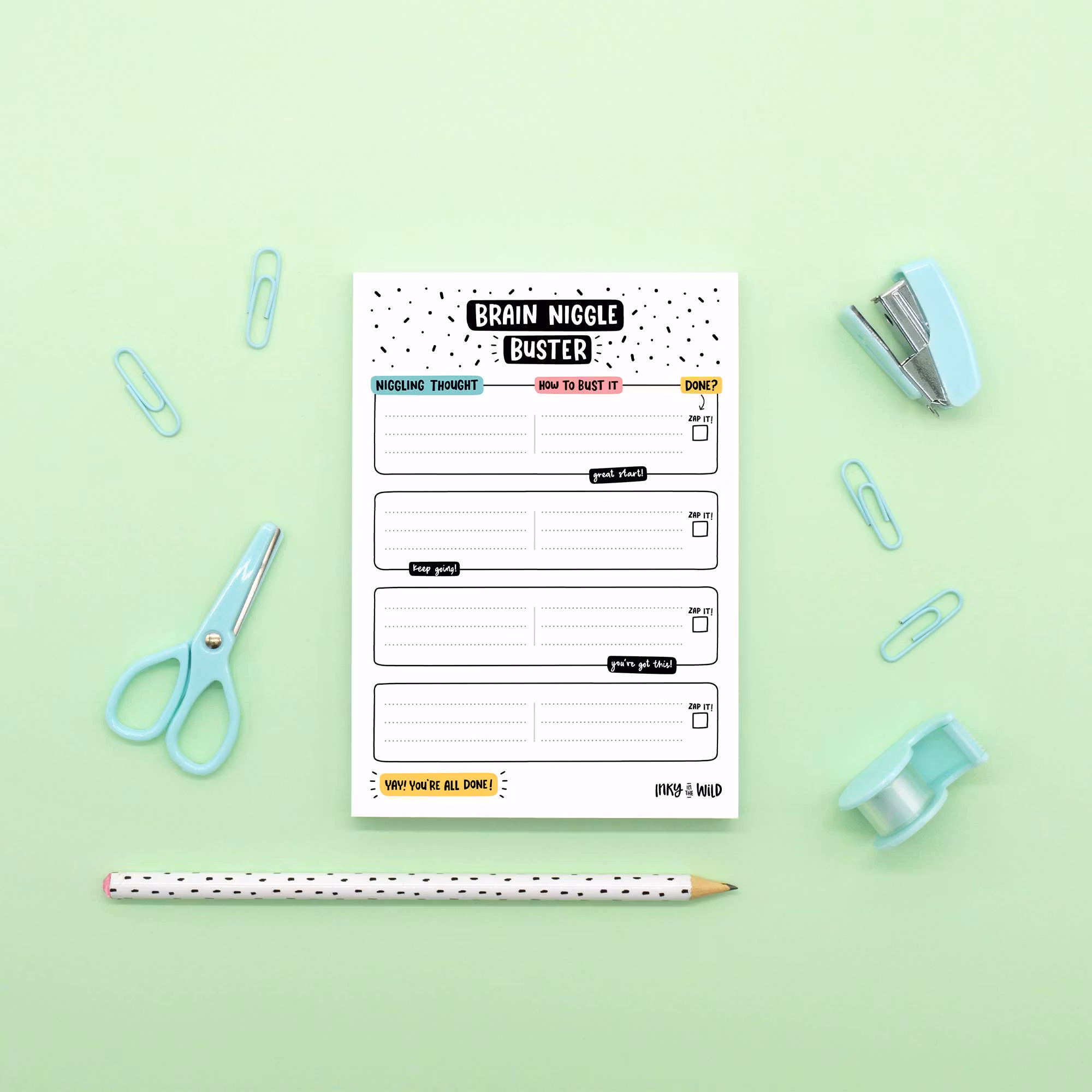 Inky in The Wild - A6 Brain Niggle Buster Notepad