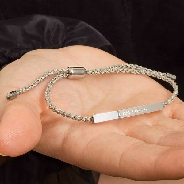 ‘I Am Loved’ Reminder Rope Bracelet Silver
