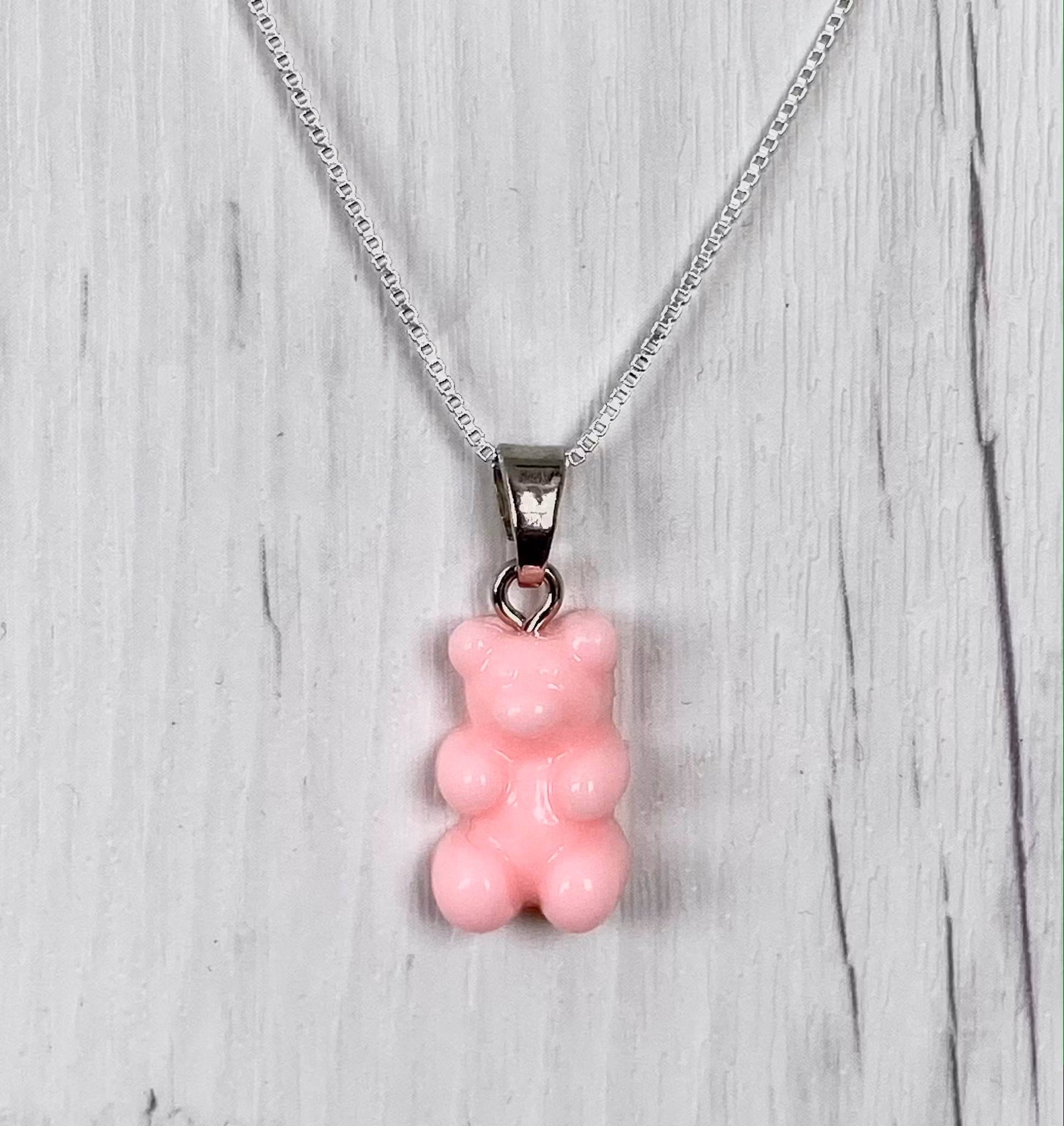 Gummy Bear Sølvkjede - Lys Rosa