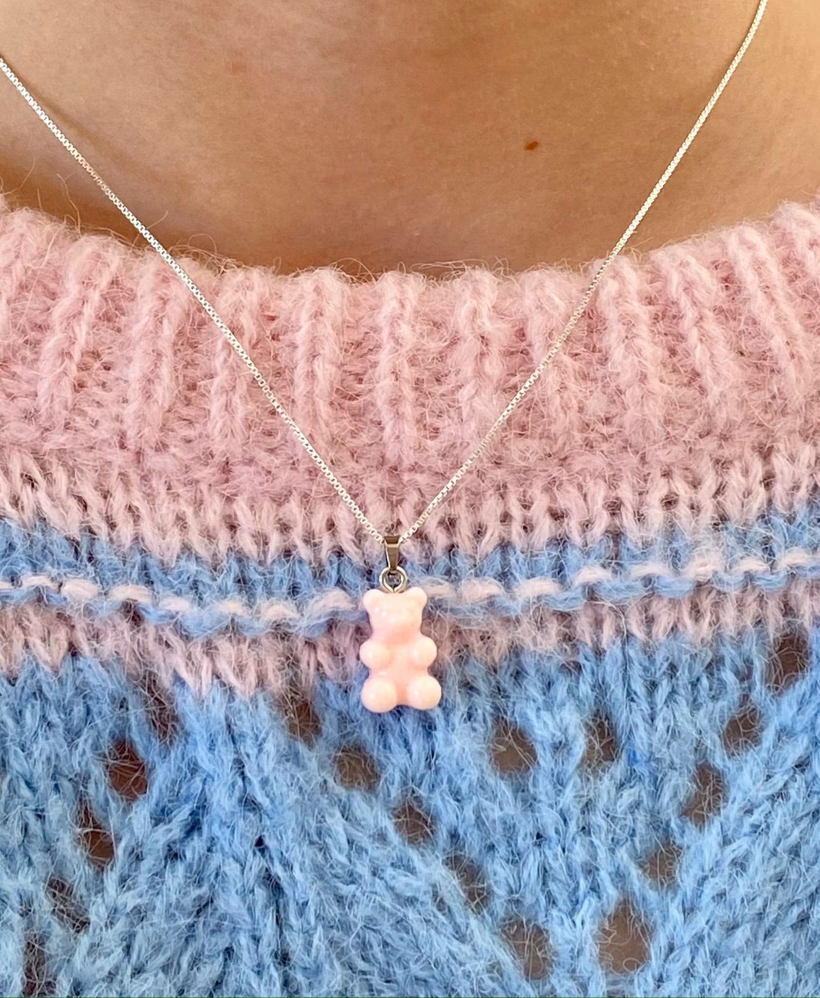 Gummy Bear Sølvkjede - Lys Rosa