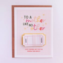Curated for you Gift - Mothers Day Coupons Card - "to a mother like no other"