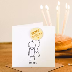 Jodie Gaul & Co - Stick Man Happy Birthday Balloon Card