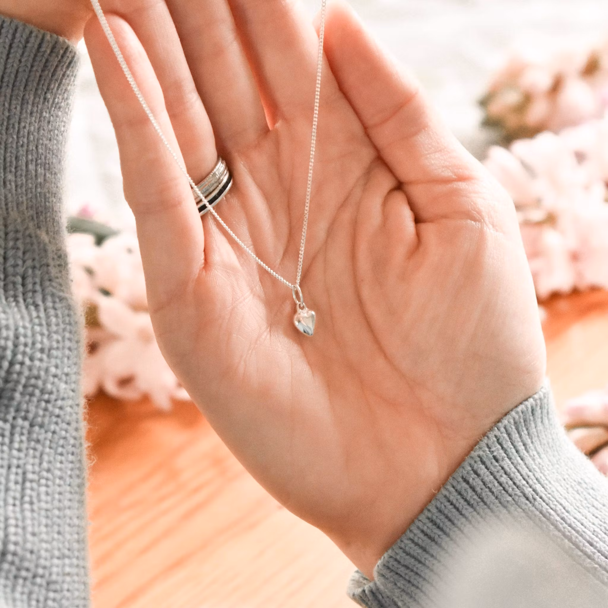 Manta Makes - Sister sterling silver heart necklace