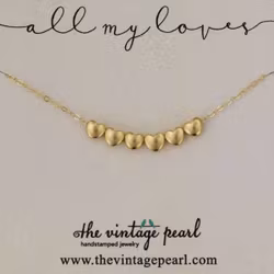 The Vintage Pearl - "All My Loves Gold Necklace" - 5 Hearts