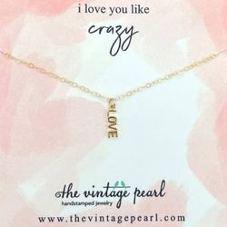 The Vintage Pearl - "I love you like crazy" Gold Necklace