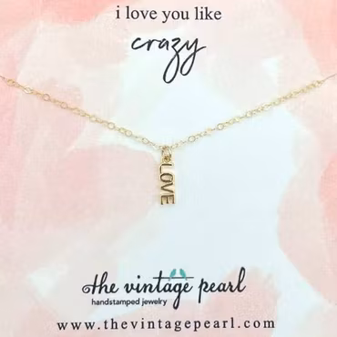 The Vintage Pearl - "I love you like crazy" Gold Necklace