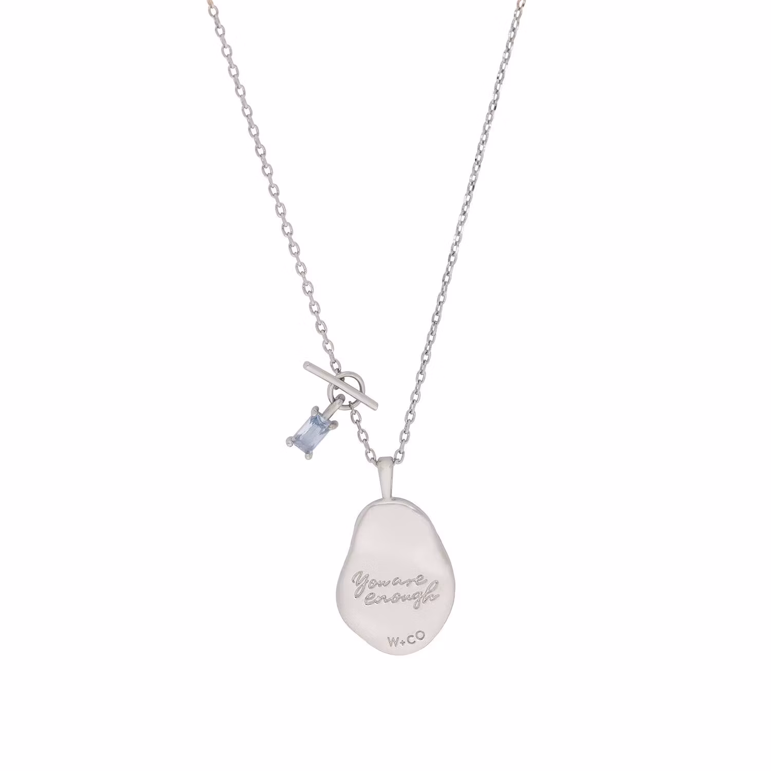 Wanderlust + Co - Breathe Silver Mantra Necklace